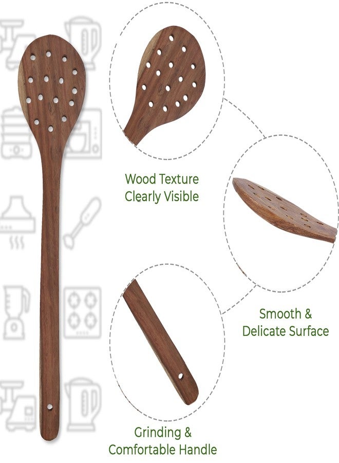 e kysa basics Wooden Round Compact Flip/Spatula/Ladle with Holes for Cooking Dosa/Roti/Chapati, Naturally Non-Stick, Handmade - 31 * 7 cm, Set of 3 - Image 5